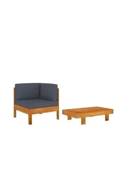 VIDAXL 310637 Juego de muebles de jardín de 2 piezas de madera maciza de acacia con cojines gris oscuro de vidaXL