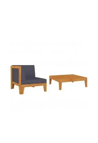 VIDAXL 312147 Conjunto de sofá y mesa para jardín de madera maciza de acacia con cojines acabado color gris oscuro de vidaXL
