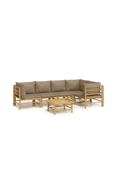 VIDAXL 3155137 Set de sofás para jardín de 6 piezas de madera con cojines de color gris topo de vidaXL