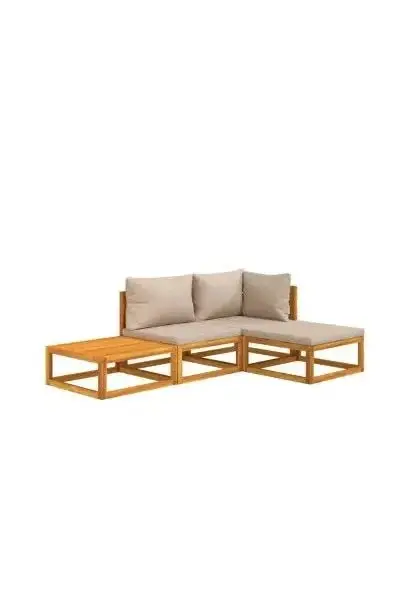 VIDAXL 3155246 Set muebles de jardín de 4 piezas realizadas en madera maciza de acacia con cojines gris topo de vidaXL