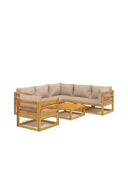 VIDAXL 3155258 Set de sofás y silla de jardín de 7 piezas fabricado en madera maciza con cojines gris topo de vidaXL