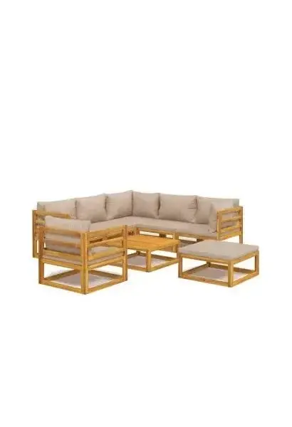 VIDAXL 3155259 Set de sofás y silla de jardín de 8 piezas fabricado en madera maciza con cojines gris topo de vidaXL