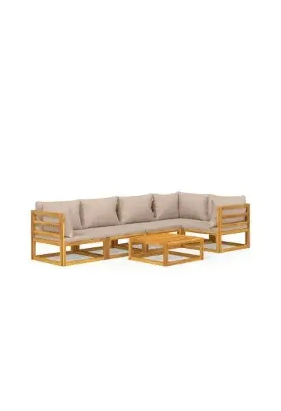 VIDAXL 3155270 Set de sofás de jardín de 6 piezas fabricado en madera maciza con cojines gris topo de vidaXL