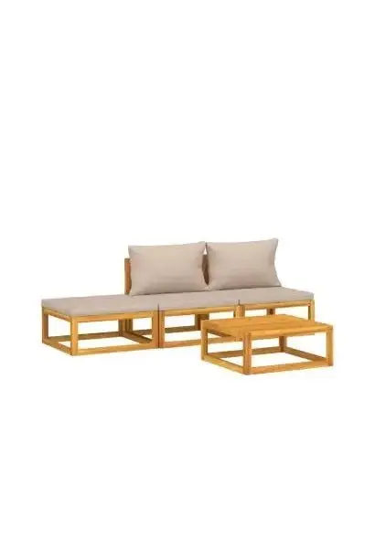 VIDAXL 3155272 Set de muebles de jardín por 4 piezas realizados en madera maciza de acacia y cojines de color gris topo de vidaXL