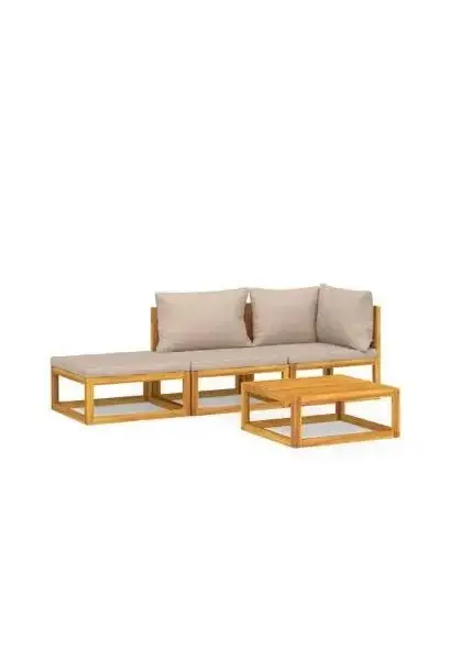 VIDAXL 3155273 Set de muebles de jardín de 4 piezas realizadas en madera maciza de acacia con cojines gris taupe de vidaXL
