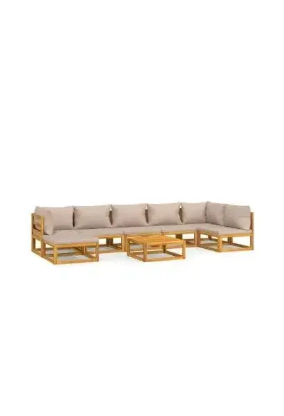 VIDAXL 3155275 Set de sofás con reposapiés de jardín de 8 piezas fabricado en madera maciza con cojines gris topo de vidaXL