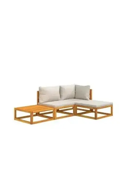 VIDAXL 3155277 Set de muebles de jardín de 4 piezas realizadas en madera maciza de acacia con cojines color gris claro de vidaXL
