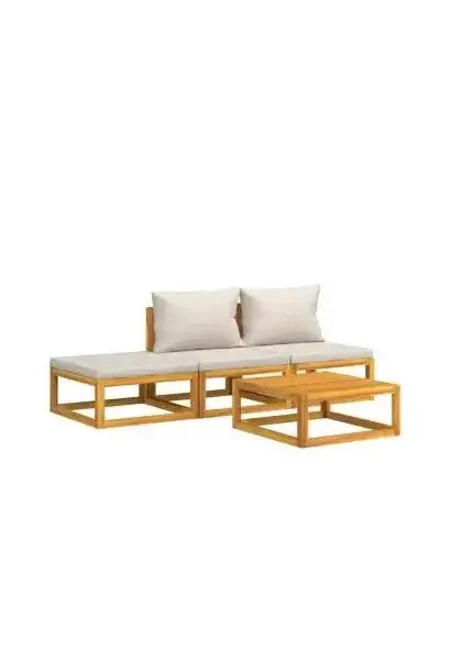 VIDAXL 3155303 Set de muebles de jardín de 4 piezas de madera maciza de acacia con cojines color gris claro de vidaXL