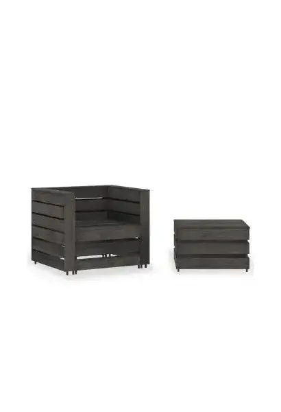 VIDAXL 316199 Conjunto de mesa y silla de jardín de palets de madera de pino impregnada gris de vidaXL