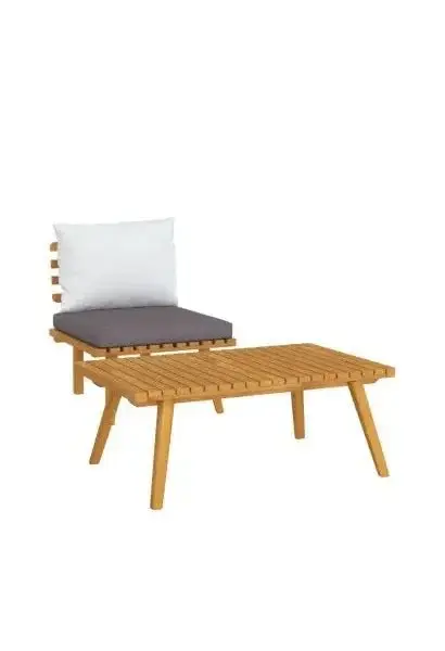 VIDAXL 316267 Pack de sofá y mesa para jardín de madera maciza de acacia con cojines en gris oscuro y blanco de vidaXL