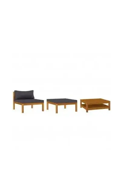 VIDAXL 316280 Conjunto de muebles para jardín de madera maciza de acacia y cojines con acabado en gris oscuro de vidaXL