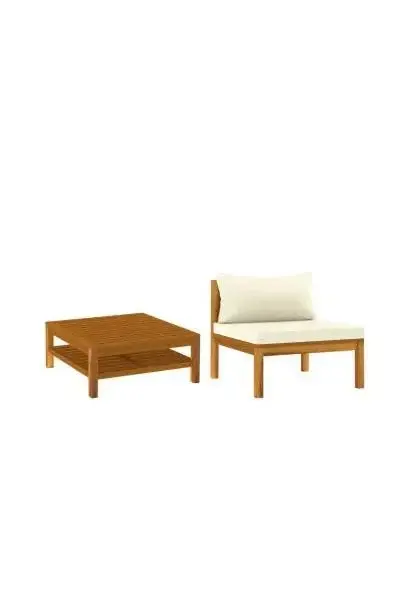VIDAXL 316285 Juego de sofá para exteriores fabricado en madera de acacia y poliéster de color blanco crema de vidaXL