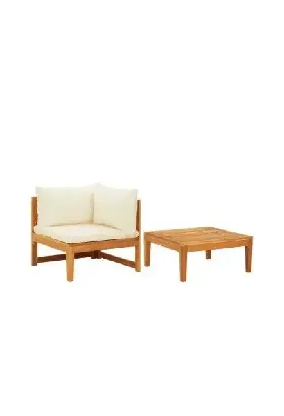 VIDAXL 316316 Set de muebles de jardín madera de acacia con cojín en acabado color marrón y blanco crema de vidaXL