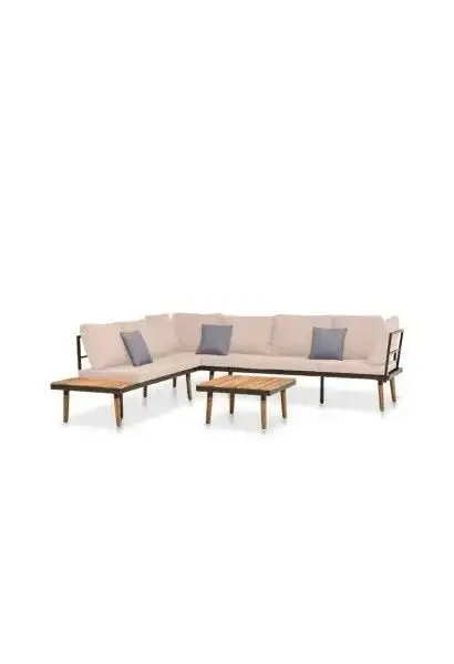 VIDAXL 316641 Set de muebles para jardín de cuatro piezas fabricado en madera maciza acacia de color capuchino de vidaXL