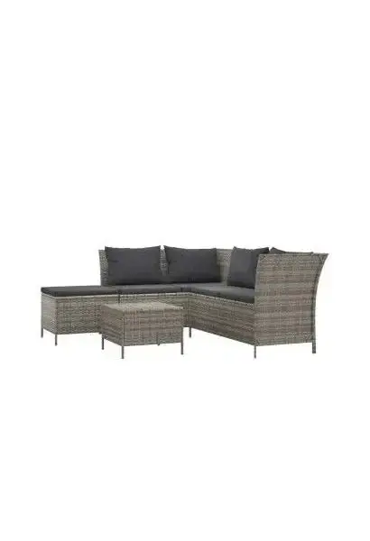 VIDAXL 319691 Juego muebles para jardín con cojines fabricado en ratán y acero de color gris de vidaXL