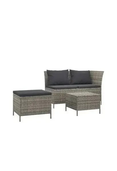 VIDAXL 319693 Set de muebles para jardín con cojines fabricado en ratán y acero de color gris de vidaXL