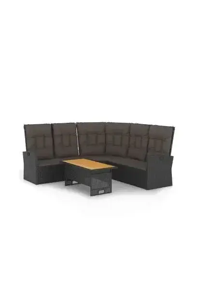 VIDAXL 362175 Conjunto de sofás y mesa de madera de acacia ratán sintético y acero con acabado en negro de vidaXL