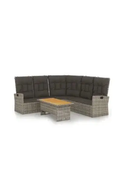 VIDAXL 362176 Conjunto de sofá y mesa de jardín de acero ratán sintético y madera de acacia con acabado en gris de vidaXL