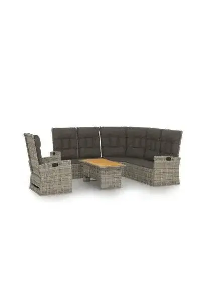 VIDAXL 362178 Conjunto de sofá y mesa de acero ratán sintético y madera de acacia en acabado gris de vidaXL