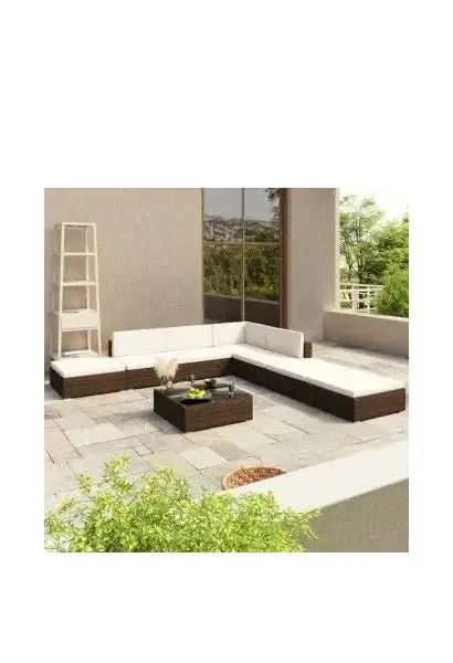 VIDAXL 41258 Conjunto de muebles de jardín modulares de ratán sintético acabado marrón de vidaXL