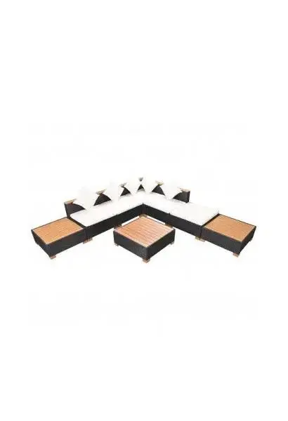 VIDAXL 42756 Juego de muebles con cojines para jardín de ratán sintético negro y blanco de vidaXL