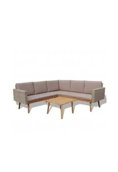 VIDAXL 43133 Juego de muebles para exterior cubierto de 4 piezas acabado Beige y madera de vidaXL