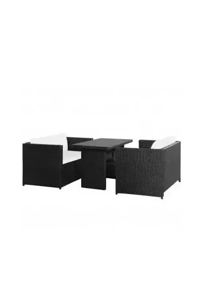 VIDAXL 43913 Conjunto de muebles de jardín fabricados en ratán sintético color negro con estructura de acero de vidaXL