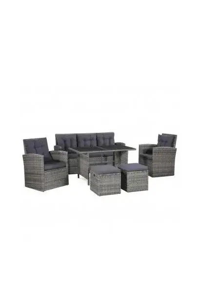 VIDAXL 43960 Conjunto de sillones y mesa de 6 piezas fabricados en ratán sintético gris de vidaXL
