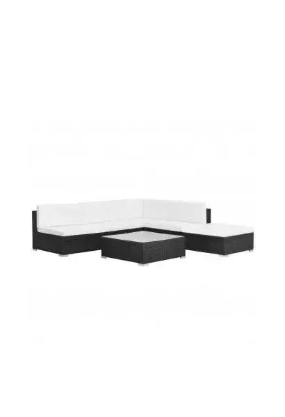 VIDAXL 44602 Conjunto de muebles de jardín de ratán sintético negro con cojines blanco crema de vidaXL