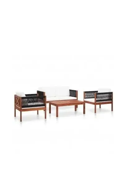 VIDAXL 46343 Conjunto mobiliario para jardín de madera de acacia y cuerdas color negro de vidaXL