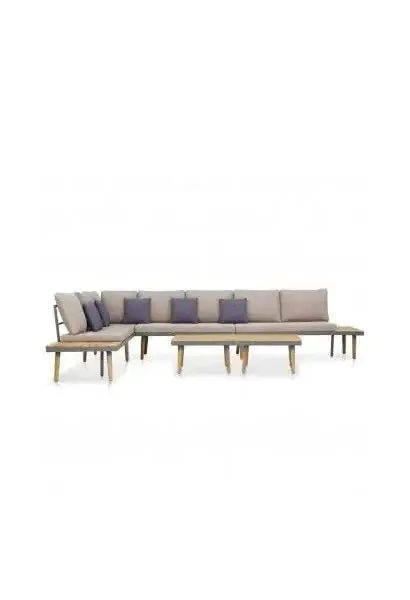 VIDAXL 46482 Conjunto mobiliario con una mesa y sofás de 7 plazas en color marrón y gris de vidaXL