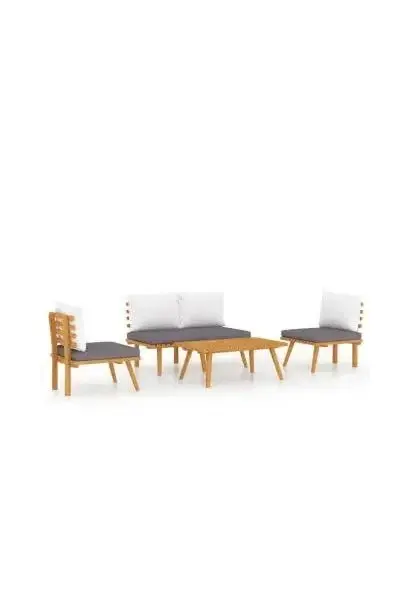 VIDAXL 46676 Set de muebles de jardín 4 piezas fabricado en madera maciza de acacia con cojines de vidaXL