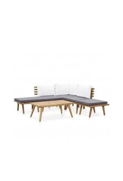 VIDAXL 46677 Conjunto de muebles para jardín de madera de acacia con cojines gris y crema de vidaXL