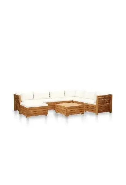 VIDAXL 46680 Conjunto de muebles de jardín de madera de acacia con acabado en marrón y cojines en blanco crema de vidaXL