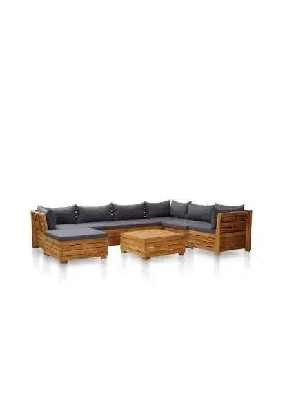 VIDAXL 46683 Conjunto de sofás y mesa de jardín de madera maciza de acacia en acabado color marrón de vidaXL