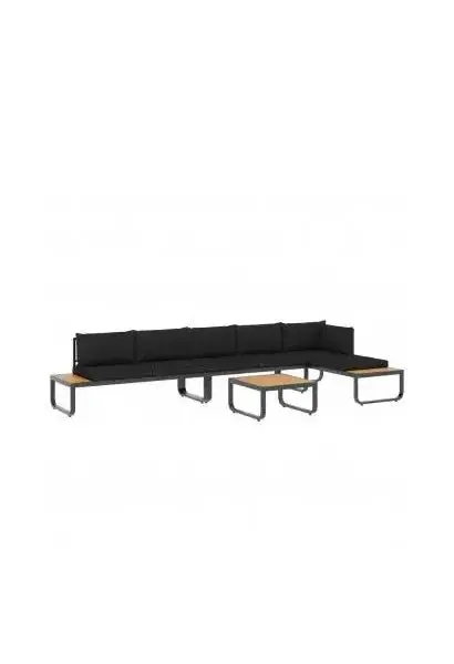 VIDAXL 48653 Juego de muebles para jardín de 4 piezas con estructura de aluminio en color negro y madera de vidaXL