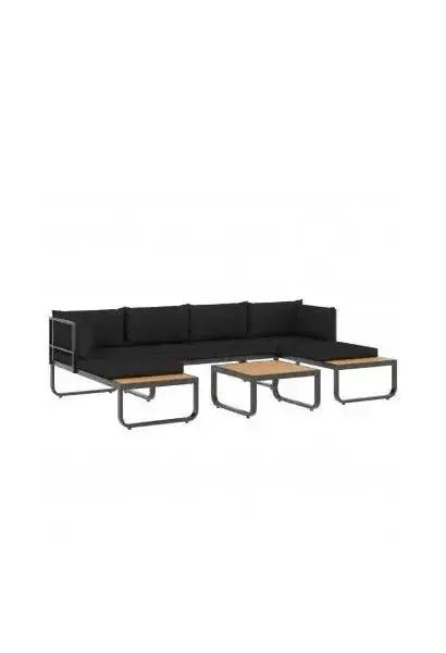 VIDAXL 48654 Set de muebles modulares de 4 piezas estructura de aluminio y madera con cojines en gris de vidaXL