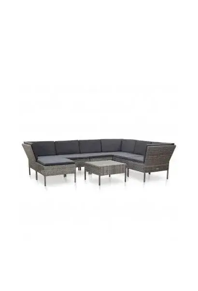 VIDAXL 48954 Set de muebles de jardín de 8 piezas de ratán sintético y cojines en color gris de vidaXL