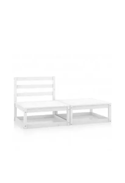 VIDAXL 805696 Conjunto de mubles para jardín de madera maciza de pino con un acabado de color blanco de vidaXL