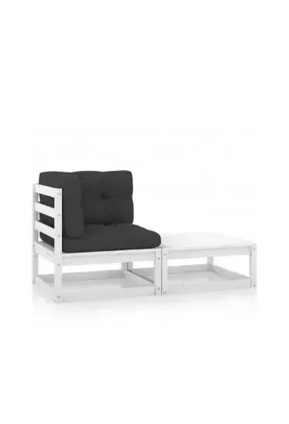 VIDAXL 805751 Juego de muebles de jardín de dos piezas de palets de madera maciza de pino y cojines gris antracita de vidaXL
