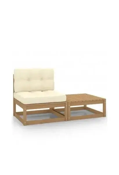 VIDAXL 805763 Conjunto de muebles para jardín de madera maciza de pino con un acabado en color marrón miel y crema de vidaXL