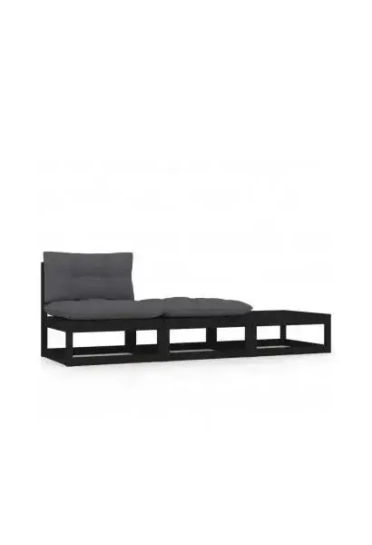 VIDAXL 805769 Conjunto de muebles de exterior con cojines gris fabricado en madera de pino maciza de vidaXL