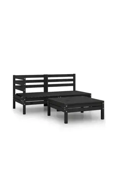 VIDAXL 806601 Juego de muebles para jardín elaborado con madera maciza de pino en color negro de vidaXL