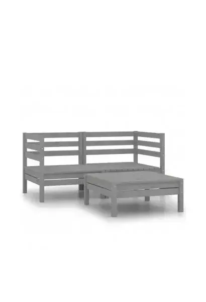 VIDAXL 806604 Conjunto de muebles de jardín de 3 piezas fabricados en madera maciza de pino gris de vidaXL