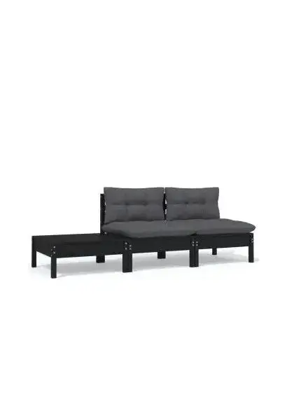 VIDAXL 806686 Juego muebles para exteriores fabricados en madera pino maciza de un acabado color negro y gris antracita de vidaXL