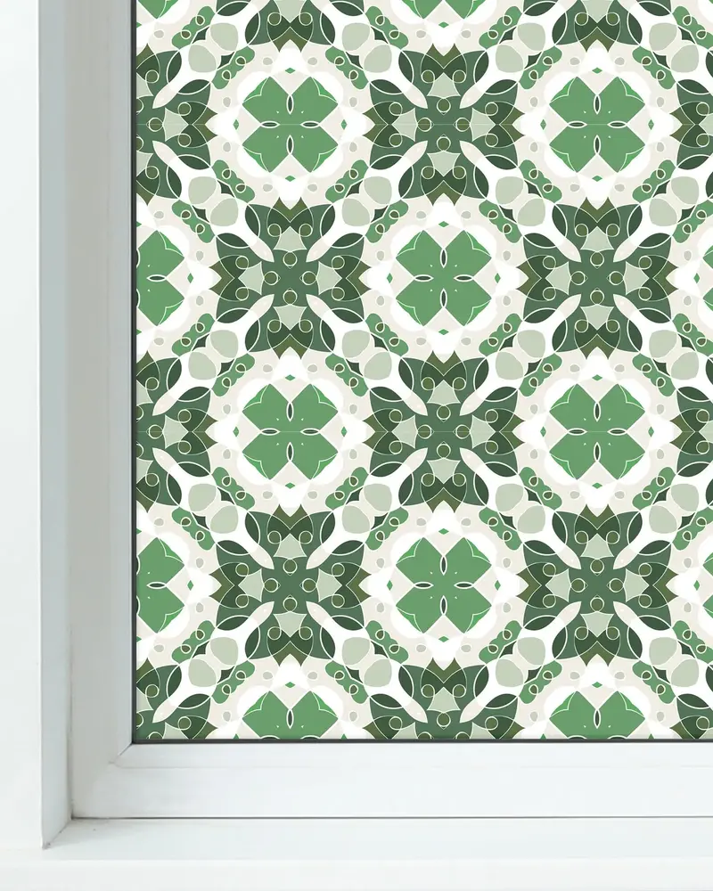 Vinilo para Ventanas Hidráulico Oriental Mosaico Verde