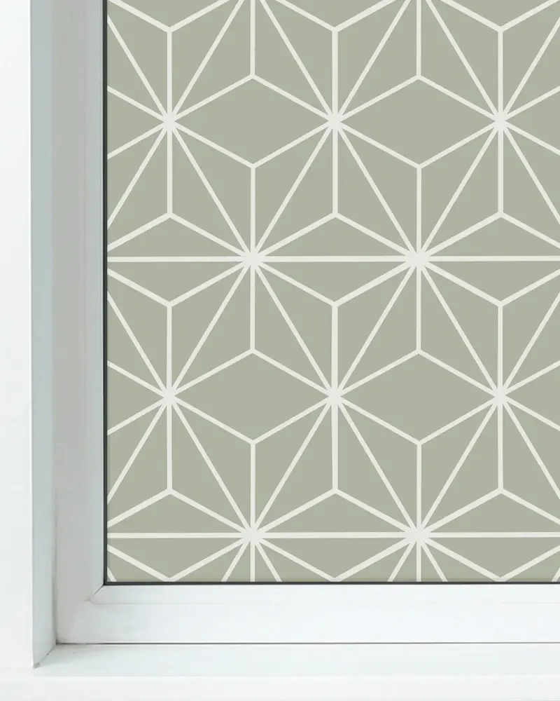 Vinilo para Ventanas Líneas Estrellas Verde