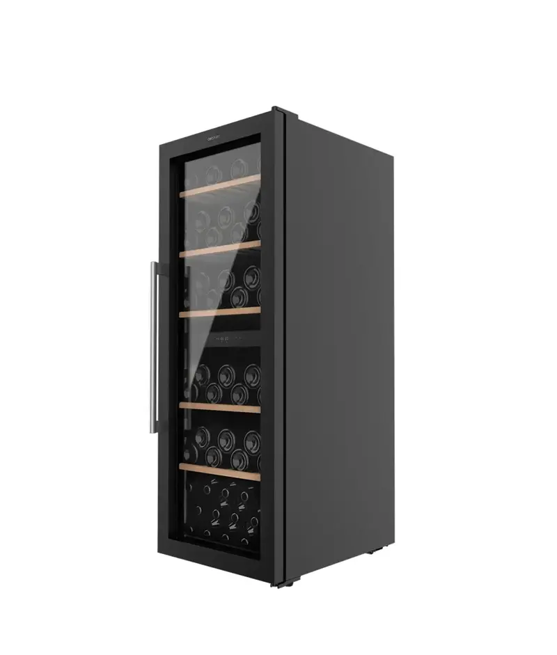 Vinoteca Dual 77 Botellas con Compresor y Luz LED para Vinos Tintos y Blancos de Cecotec