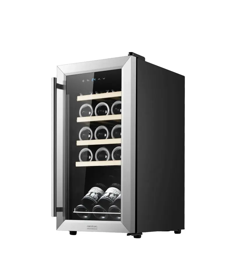 Vinoteca Inoxidable de 15 Botellas con Control Táctil y Enfriamiento Silencioso de Cecotec