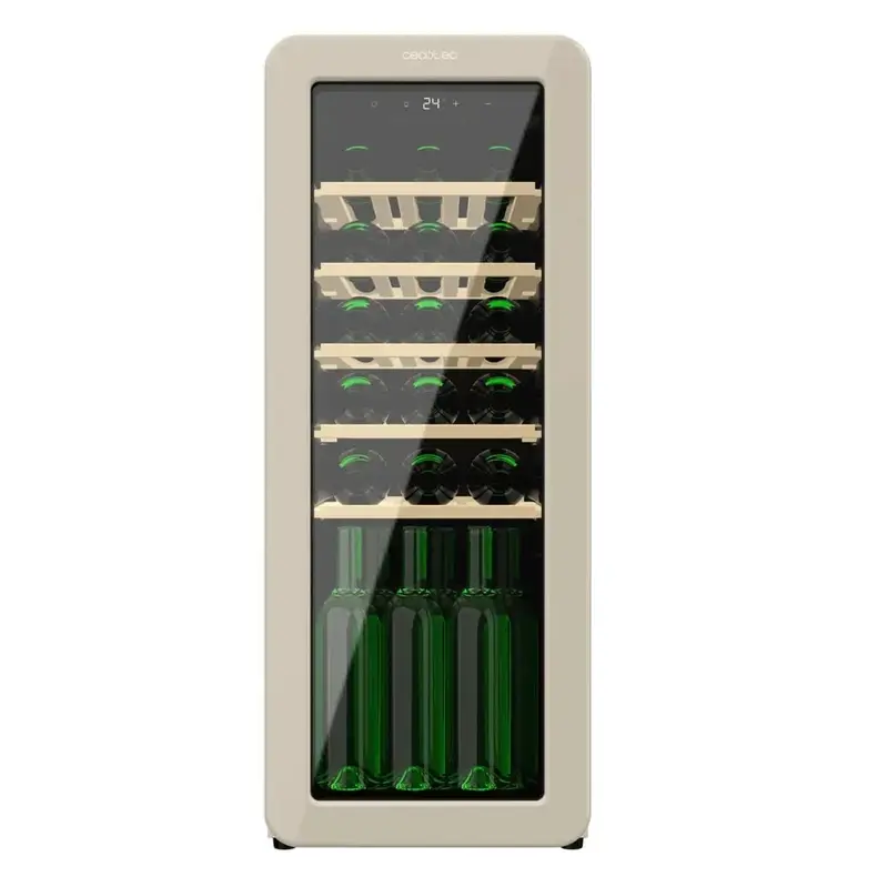 Vinoteca Retro Beige para 24 Botellas con Control LED y Tecnología NoFrost de Cecotec